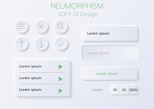 Przyciski 3D Neumorphic Soft UI Design 3D