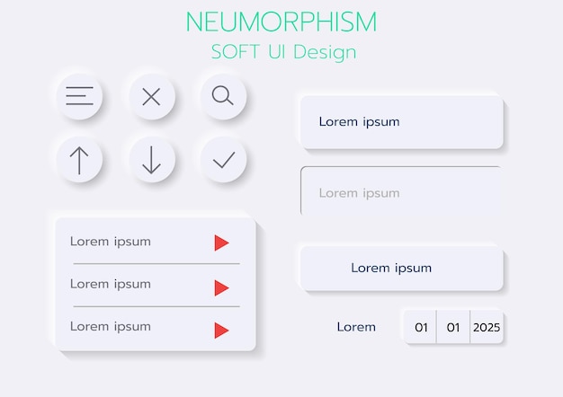 Przyciski 3D Neumorphic Soft UI Design 3D