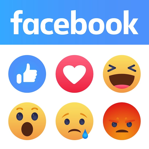 Przyciski emotikonów Facebooka Zbiór reakcji emoji dla sieci społecznościowych