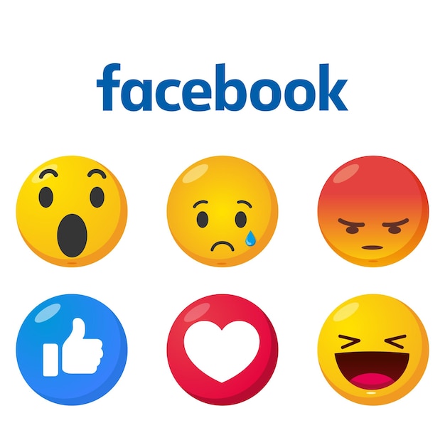 Przyciski emotikonów Kolekcja reakcji Emoji dla ilustracji wektorowych sieci społecznościowej Eps 10