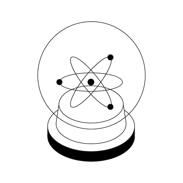 Przydatna ikona w stylu izometrycznym do badania struktury atomu