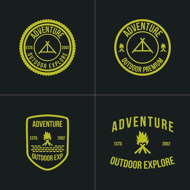 Przygoda Logo Vintage Element Odkryty Odznaka Camping