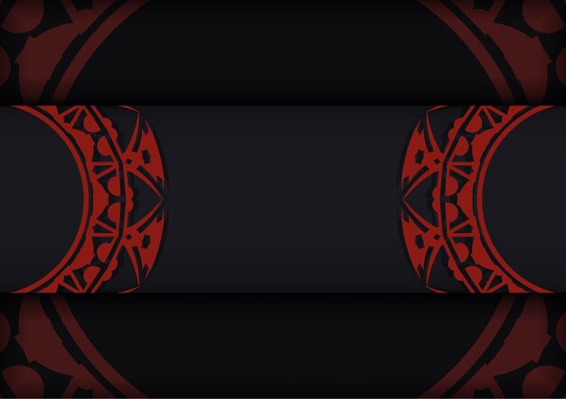 Przygotowanie wizytówki z miejscem na Twój tekst i abstrakcyjnym ornamentem. Projekt wizytówki w kolorze czarnym z czerwonymi greckimi wzorami.