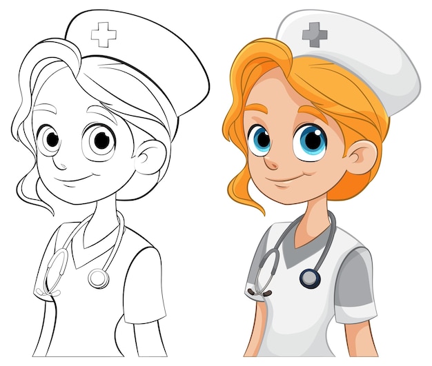 Plik wektorowy przyjazna ilustracja o charakterze pielęgniarki