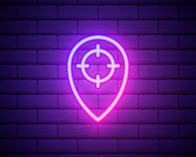 Przypnij ikonę stylu neon Prosta cienka linia wektor zarys ikon internetowych dla strony internetowej ui i ux lub aplikacji mobilnej izolowane na ścianie z cegły