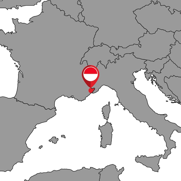 Przypnij Mapę Z Flagą Monako Na Mapie świata Ilustracja Wektorowa