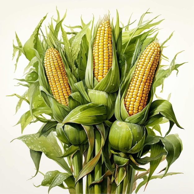 Plik wektorowy przyroda kukurydza zielone pole rolnicze uprawa roślin żywności wzrost warzyw letnie zbiory wiejskie spr