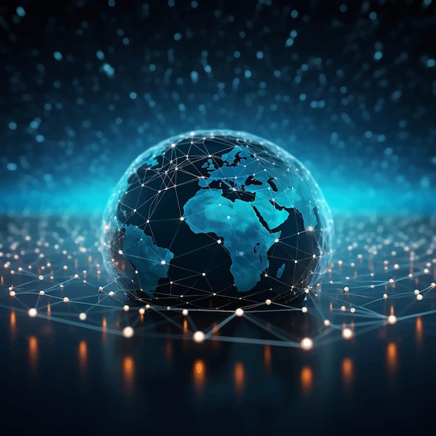 Plik wektorowy przyszła globalna sieć globu planeta na całym świecie nauka sfera mapa społeczna grafika ziemia technologia