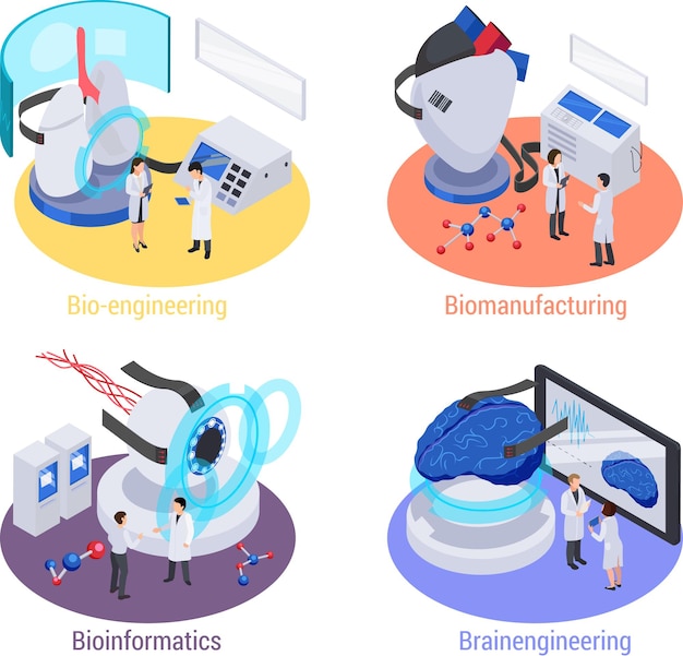 Przyszła Technologia Z Izometrycznym Zestawem Urządzeń Laboratoryjnych Izolowanej Ilustracji