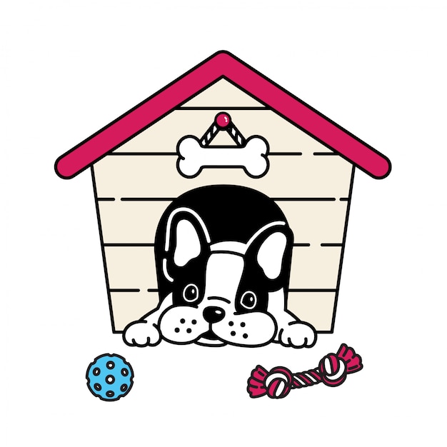 Plik wektorowy psiego domu wektorowego francuskiego buldoga zabawkarska balowa kreskówka