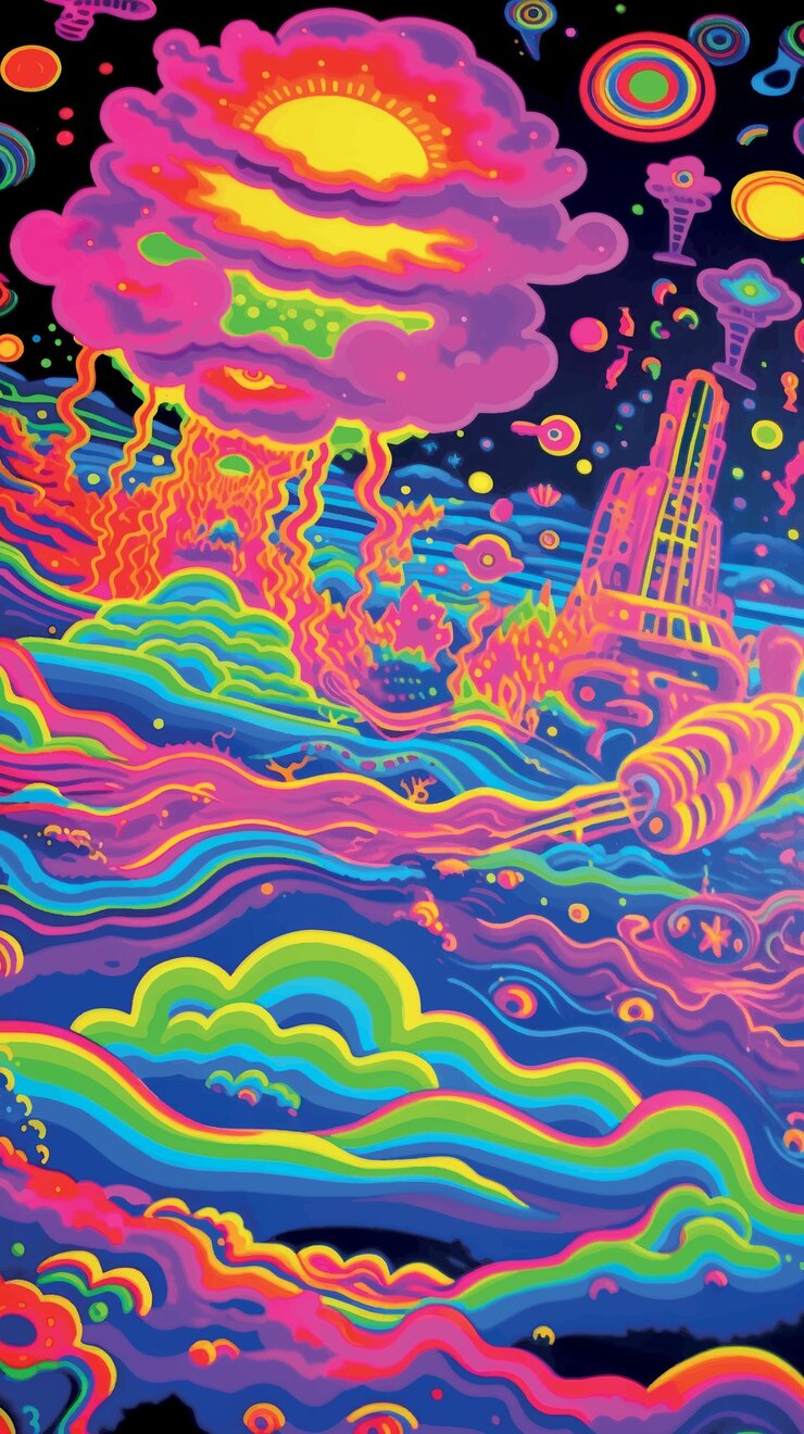 Wektor psychedeliczna kosmiczna sztuka snów