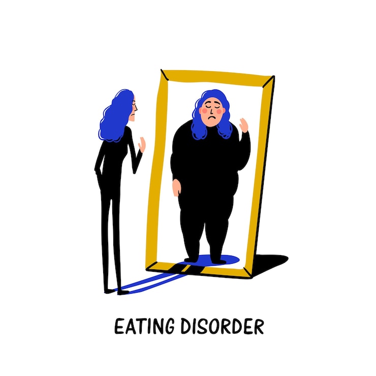 Wektor psychologia - zaburzenia odżywiania, anoreksja lub bulimia