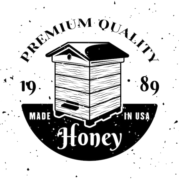 Pszczelarstwo Wektor Godło Odznaka Etykieta Lub Logo W Stylu Monochromatyczne Na Białym Tle
