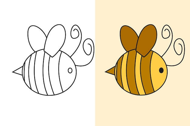 Pszczoła kreskówka na białym tle na tle, ręcznie rysowane pszczoła ilustracja, pszczoła śmieszne kreskówki