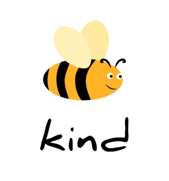 Pszczoła Miły Napis Fraza Kolorowa Płaska Ilustracja Karta Drukuj Zabawna Ikona Na Białym Tle