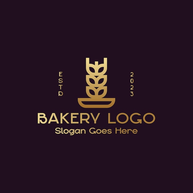 Plik wektorowy pszenica totem simply premium bakery logo design