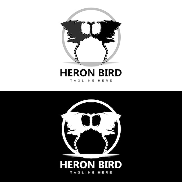 Ptak Czapla Bocian Projektowanie Logo Ptaki Czapla Latające Na Rzece Ilustracja Wektorowa Produktu Marki