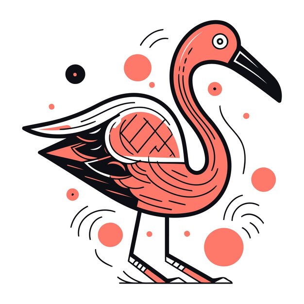 Plik wektorowy ptak flamingo ilustracja wektorowa w stylu doodle