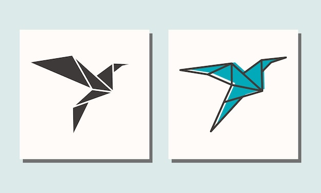 Ptak Mucha Origami Sylwetka Logo Projekt Wektor Ikona