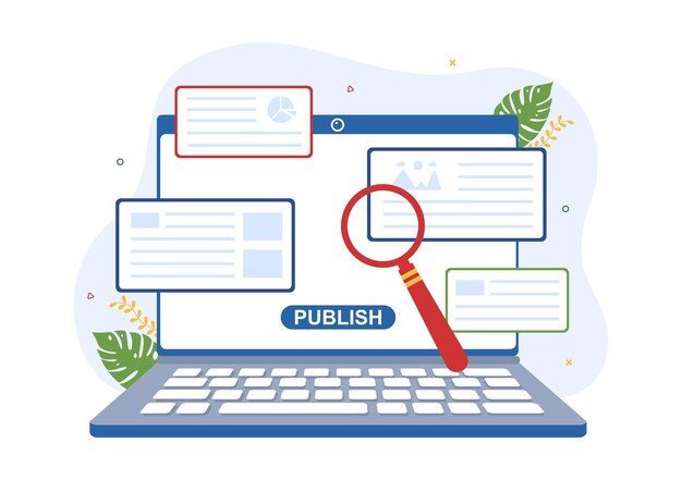 Publikowanie cyfrowe Treść bloga Marketing Pisanie dla mediów społecznościowych w ilustracji szablonu