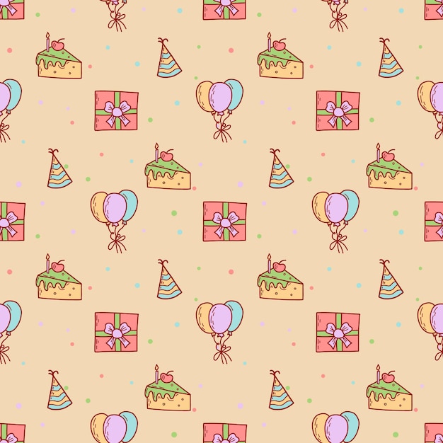 Pudełka na prezenty wzór ręcznie rysowane doodle styl Przyjęcie urodzinowe przedstawia ilustracja wektorowa płaskie