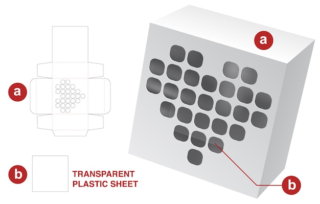 Pudełko Do Pakowania Z Wyciętym Szablonem Okna Serca I Makietą 3d