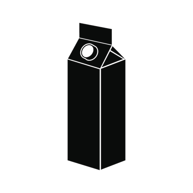 Plik wektorowy pudełko kartonowe po mleku lub soku, czarna prosta ikona