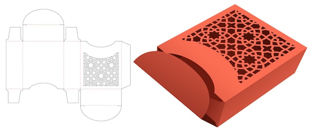 Pudełko kartonowe z szablonem wycinanym z szablonem i makietą 3D