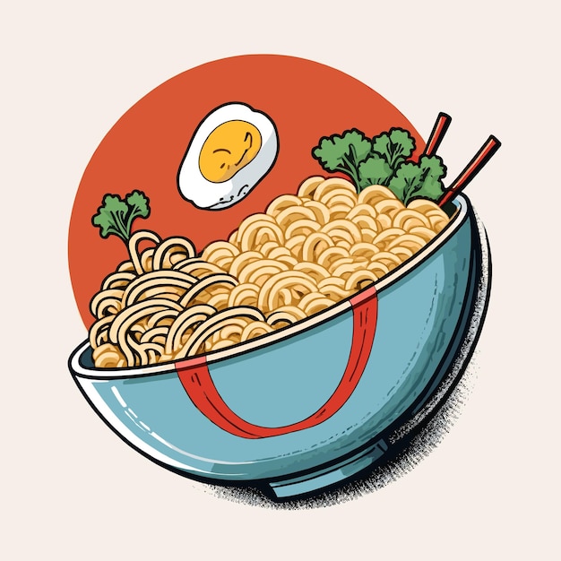 Plik wektorowy pudełko makaronów ramen w stylu vintage