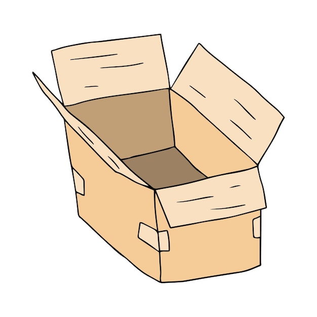 Plik wektorowy pudełko paczki doodle kreskówka na białym tle.