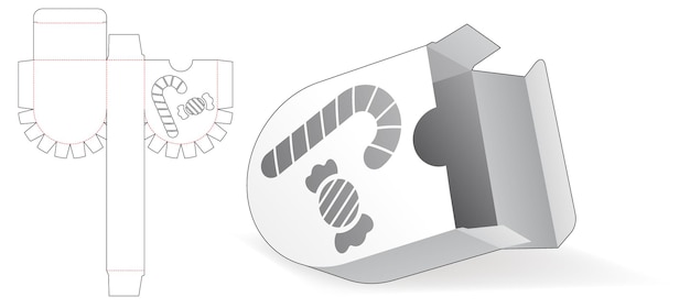 Plik wektorowy pudełko z okrągłym dnem z wycinanym szablonem cukierków