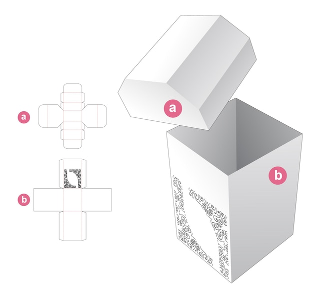 Pudełko Z Szablonami Z Szablonem Wycinanym Pokrywką I Makietą 3d