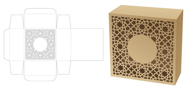 Pudełko Z Szablonem Wycinanym Z Arabskim Wzorem I Makietą 3d