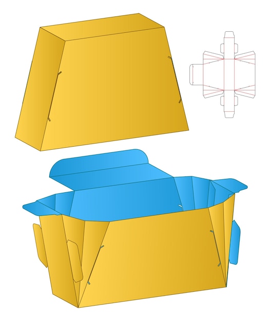 Plik wektorowy pudełko z wycinanym szablonem projekt makieta 3d