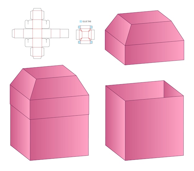 Pudełko z wycinanym szablonem projekt makieta 3d