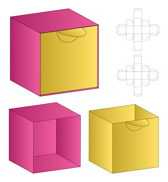 Pudełko z wycinanym szablonem projekt makieta 3d