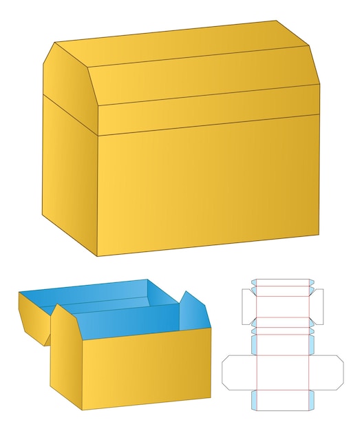 Pudełko z wycinanym szablonem projekt makieta 3d