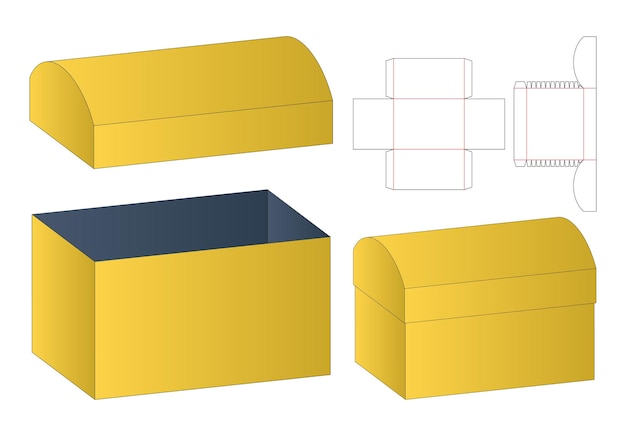 Pudełko z wycinanym szablonem projekt makieta 3d