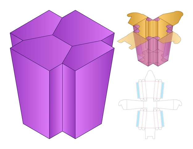 Pudełko z wycinanym szablonem projekt makieta 3d