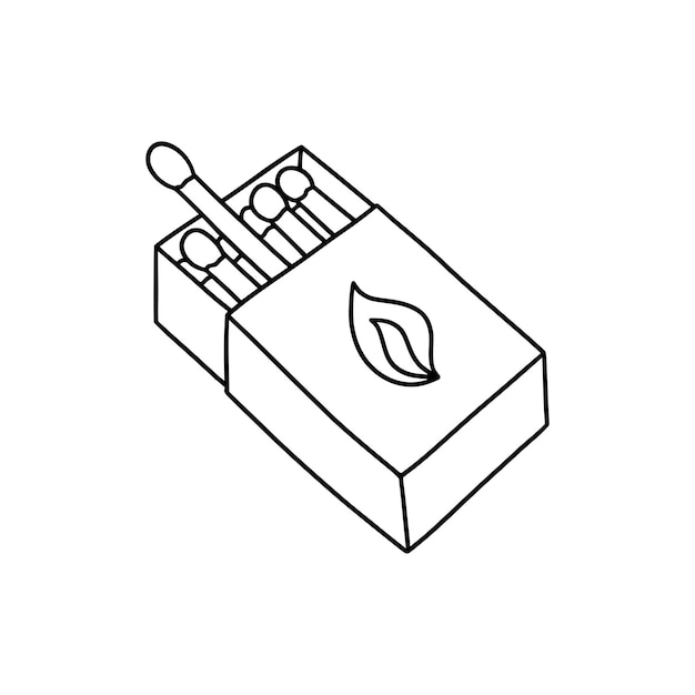 Pudełko zapałek w stylu doodle izolowany na białym tle ilustracji wektorowych