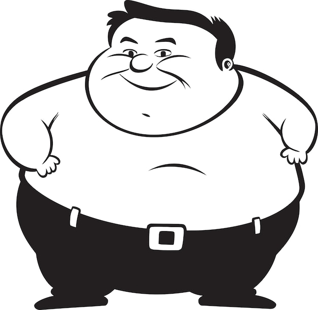 Pudgy Profile Black Vector Graphic Emblem Rotund Representation Fat Man Icon Design