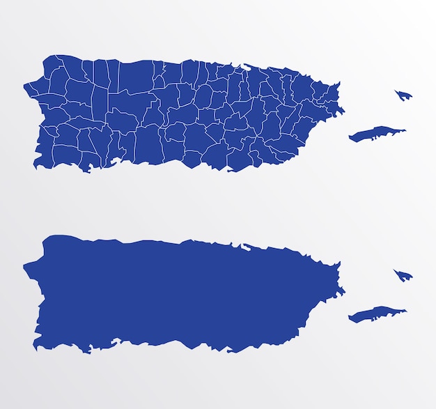 Puerto Rico mapa wektor ilustracja niebieski kolor na białym tle