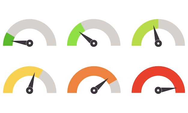 Plik wektorowy pulpit nawigacyjny kolorowy zestaw ikon prędkościomierza znak wskaźnika wydajności szybki wektor znak prędkości internetu