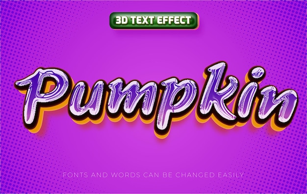 Plik wektorowy pumpkin 3d edytowalny efekt tekstowy