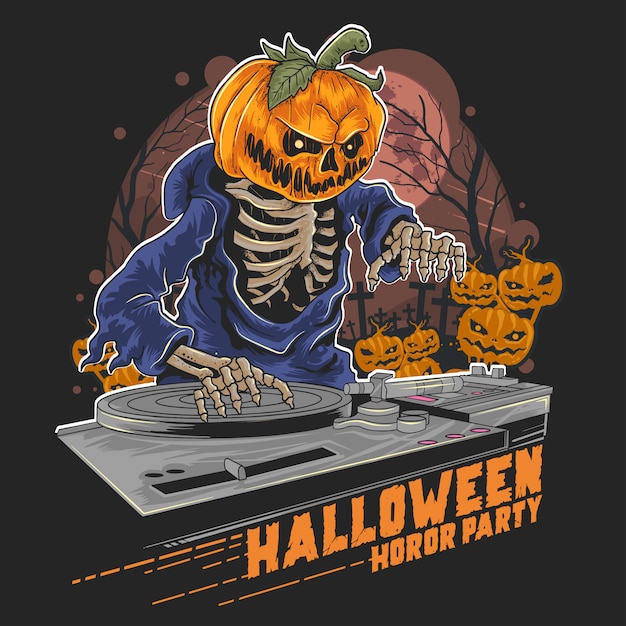 PUMPKIN HEAD HALLOWEEN DJ in MUSIC PARTY