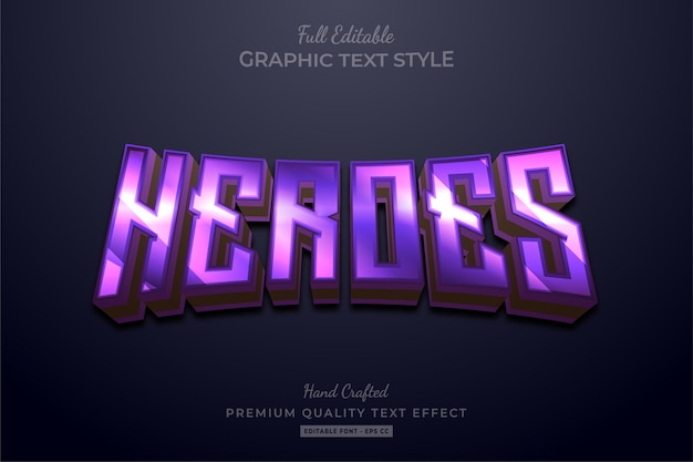 Purple Heroes Edytowalny Premium Text Style Effect