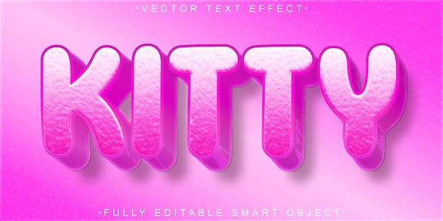 Purple Kitty Vector w pełni edytowalny efekt tekstu inteligentnego obiektu