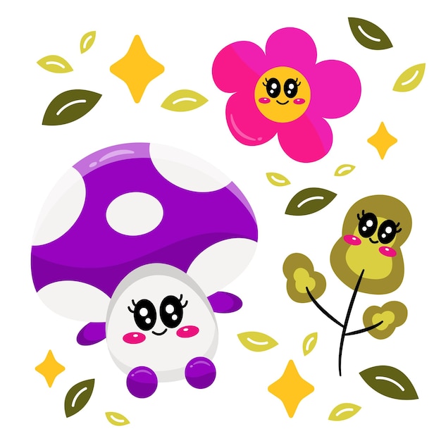 Plik wektorowy purple mushroom character vector. (purpurowy wektor postaci grzybów)