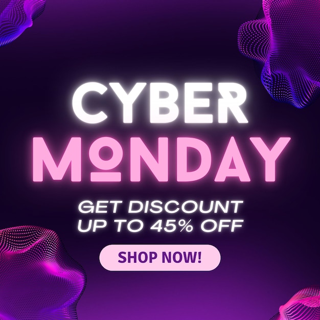 Purple Pink Neon Cyber Monday Post na Instagramie