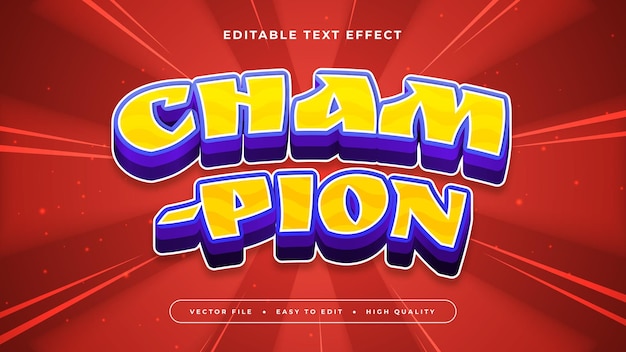 Purple Violet Yellow and Red Champion 3d Editable Text Effect Font Style (Efekt tekstu edytowalny, styl czcionki)